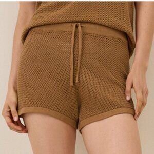 Pact Beachside Crochet Knit Short - Brown Sugar - Large - New